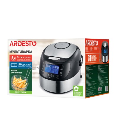 Мультиварка Ardesto, 860Вт, чаша-5л, електронне керування, корзина для фритюру, метал/пластик, сріблястий (MC-P17DGDF)