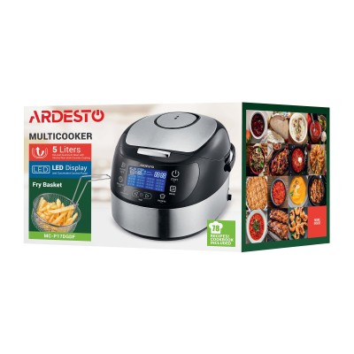 Мультиварка Ardesto, 860Вт, чаша-5л, електронне керування, корзина для фритюру, метал/пластик, сріблястий (MC-P17DGDF)