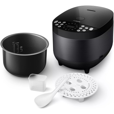 Мультиварка Philips All-in-One 980Вт, чаша-5л, електр. керування , 60 авто. програм, пластик, чорний (HD4713/41)
