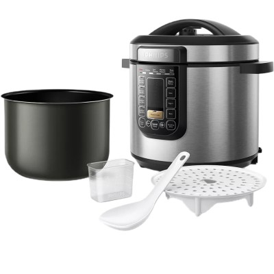 Мультиварка Philips Viva Collection 1300Вт, чаша-6л, електр. керування , 15 авто. програм, нержав.сталь, пластик, чорний (HD2237