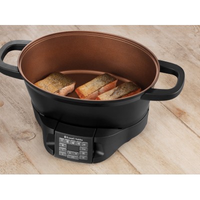Мультиварка Russell Hobbs GoodToGo, 1000Вт, чаша-6.5л, електронне керув., знімна кришка, кераміка, чорний (28270-56)