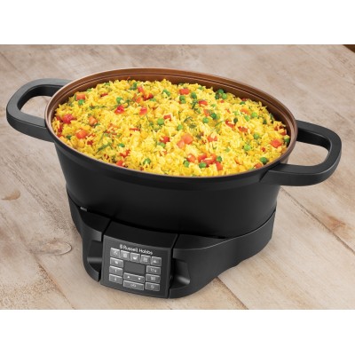Мультиварка Russell Hobbs GoodToGo, 1000Вт, чаша-6.5л, електронне керув., знімна кришка, кераміка, чорний (28270-56)