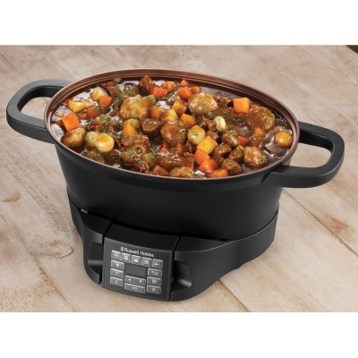 Мультиварка Russell Hobbs GoodToGo, 1000Вт, чаша-6.5л, електронне керув., знімна кришка, кераміка, чорний (28270-56)