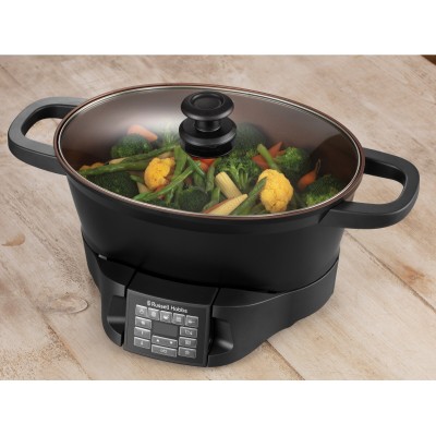 Мультиварка Russell Hobbs GoodToGo, 1000Вт, чаша-6.5л, електронне керув., знімна кришка, кераміка, чорний (28270-56)