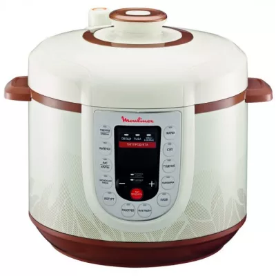 Мультиварка-скороварка Moulinex, 1000Вт, чаша-5л, сенсорне керув., метал/пластик, білий (CE501134)