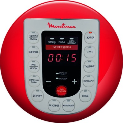Мультиварка-скороварка Moulinex, 1000Вт, чаша-5л, сенсорне керув., метал/пластик, білий (CE501134)