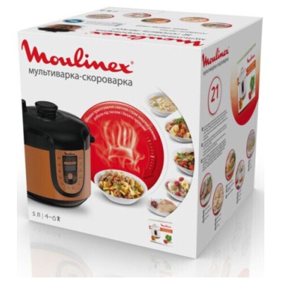 Мультиварка-скороварка Moulinex, 1000Вт, чаша-5л, сенсорне керув., метал/пластик, бронзово-чорний (CE5A0F34)