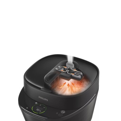Мультиварка-скороварка Philips All-in-One Cooker, 1000Вт, чаша-5л, електронне керув., пластик, чорний (HD2151/40)