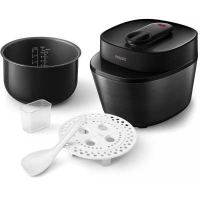 Мультиварка-скороварка Philips All-in-One Cooker, 1000Вт, чаша-5л, електронне керув., пластик, чорний (HD2151/40)