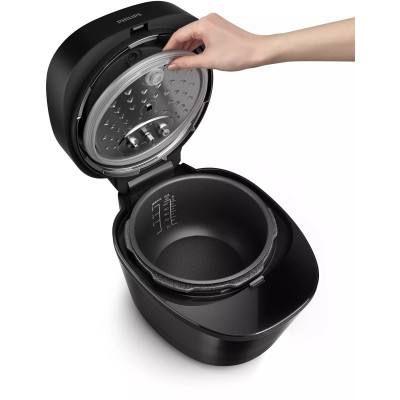 Мультиварка-скороварка Philips All-in-One Cooker, 1000Вт, чаша-5л, електронне керув., пластик, чорний (HD2151/40)