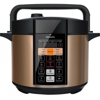Мультиварка-скороварка Philips DailyCollection, 1000Вт, чаша-6л, електронне керув., нерж. сталь, чорний (HD2139/40)