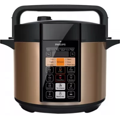 Мультиварка-скороварка Philips DailyCollection, 1000Вт, чаша-6л, електронне керув., нерж. сталь, чорний (HD2139/40)