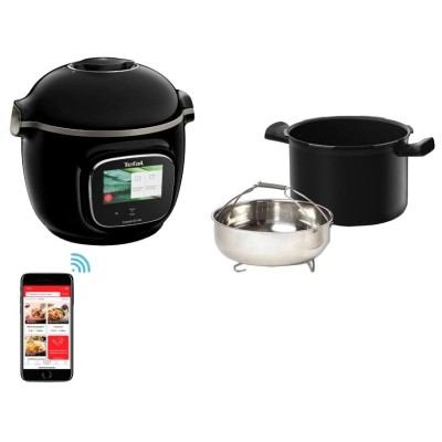 Мультиварка-скороварка Tefal Cook4me Touch, 1600Вт, чаша-6л, сенсорне керув., 13 програм, метал/пластик, чорний (CY912830)