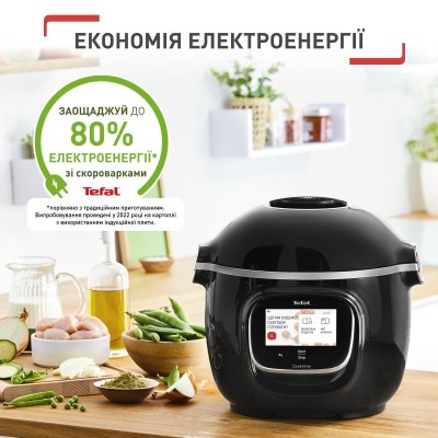 Мультиварка-скороварка Tefal Cook4me Touch, 1600Вт, чаша-6л, сенсорне керув., 13 програм, метал/пластик, чорний (CY912830)