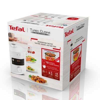 Мультиварка-скороварка Tefal Turbo Cuisine , 1000Вт, чаша-4.8л, механічне керув., пластик, білий (CY754130)