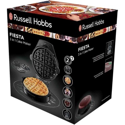 Мультимейкер Russell Hobbs Fiesta 950Вт, алюміній, 3 пластини, корпус-нержав.сталь/пластик, бордо (24620-56)