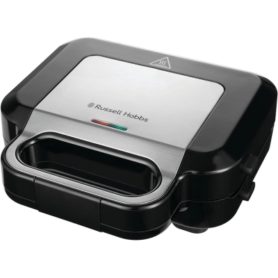 Мультимейкер Russell Hobbs, 750Вт, комплект-3 пластини, алюміній, корпус-нержав.сталь, пластик, чорний-срібний (26810-56)