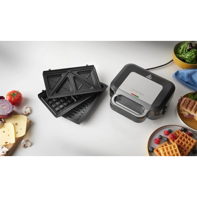 Мультимейкер Russell Hobbs, 750Вт, комплект-3 пластини, алюміній, корпус-нержав.сталь, пластик, чорний-срібний (26810-56)