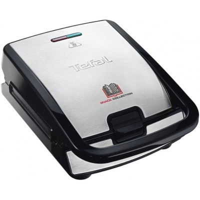 Мультимейкер Tefal Snack collection 700Вт, тефлон, 3 пластини, корпус-нержав.сталь/пластик, чорний (SW854D16)