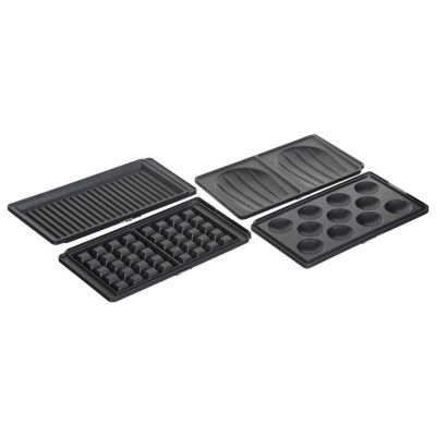 Мультимейкер Tefal Snack collection 700Вт, тефлон, 3 пластини, корпус-нержав.сталь/пластик, чорний (SW854D16)