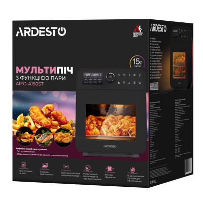 Мультипіч Ardesto, 2250Вт, об'єм-15л, сенсорне керування, функція приготування на пару, 40-220°C, метал/пластик, біло-чорний (AI Мультипіч Ardesto, 2250Вт, об'єм-15л, сенсорне керування, функція приготування на пару, 40-220°C, метал/пластик, біло-чорний (AI