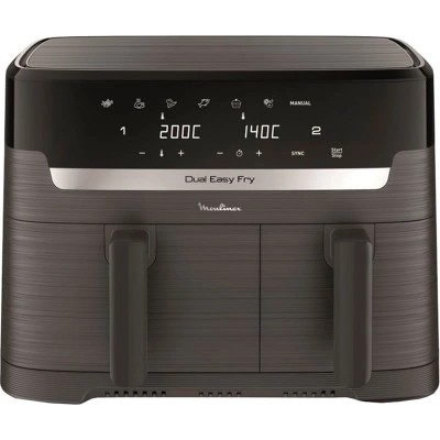 Мультипіч Moulinex Dual Easy Fry, 2700Вт, чаша-5.2+3.1л, сенсорне керув., 2 чаши, гриль, пластик, чорний (EZ901H20)