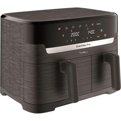 Мультипіч Moulinex Dual Easy Fry, 2700Вт, чаша-5.2+3.1л, сенсорне керув., 2 чаши, гриль, пластик, чорний (EZ901H20)