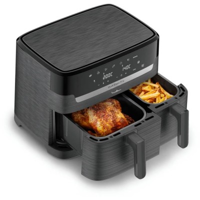 Мультипіч Moulinex Dual Easy Fry, 2700Вт, чаша-5.2+3.1л, сенсорне керув., 2 чаши, гриль, пластик, чорний (EZ901H20)