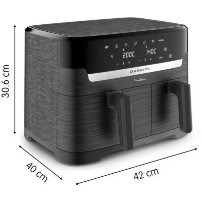 Мультипіч Moulinex Dual Easy Fry, 2700Вт, чаша-5.2+3.1л, сенсорне керув., 2 чаши, гриль, пластик, чорний (EZ901H20)