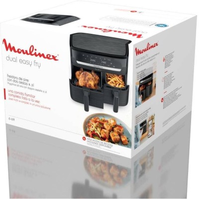 Мультипіч Moulinex Dual Easy Fry, 2700Вт, чаша-5.2+3.1л, сенсорне керув., 2 чаши, гриль, пластик, чорний (EZ901H20)
