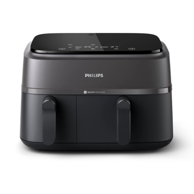 Мультипіч Philips Ovi Dual Series 3000 2750Вт, чаша-6+3л, сенсорне управл., 2 контейнера,8 авто. програм, пластик, чорний (NA350