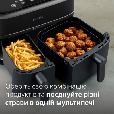 Мультипіч Philips Ovi Dual Series 3000 2750Вт, чаша-6+3л, сенсорне управл., 2 контейнера,8 авто. програм, пластик, чорний (NA350