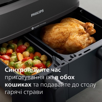Мультипіч Philips Ovi Dual Series 3000 2750Вт, чаша-6+3л, сенсорне управл., 2 контейнера,8 авто. програм, пластик, чорний (NA350