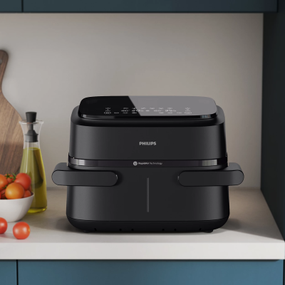 Мультипіч Philips Ovi Flex Dual 2450Вт, чаша-6+3л, сенсорне управл., 2 контейнера, 6 авто. програм, пластик, чорний (NA150/00) Мультипіч Philips Ovi Flex Dual 2450Вт, чаша-6+3л, сенсорне управл., 2 контейнера, 6 авто. програм, пластик, чорний (NA150/00)