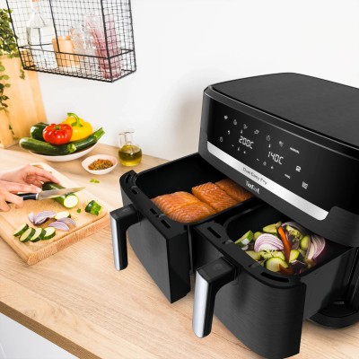 Мультипіч Tefal Dual Easy Fry XXL, 2700Вт, чаша-6.5+4.5л, сенсорне керув., 2 чаши, гриль, пластик, чорний (EY9428E0)