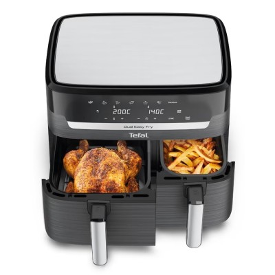 Мультипіч Tefal Dual EasyFry&Grill AirFryer, 2700Вт, чаша-5.2+3.1л, сенсорне керув., 2 чаши, гриль, пластик, чорний (EY905B10)