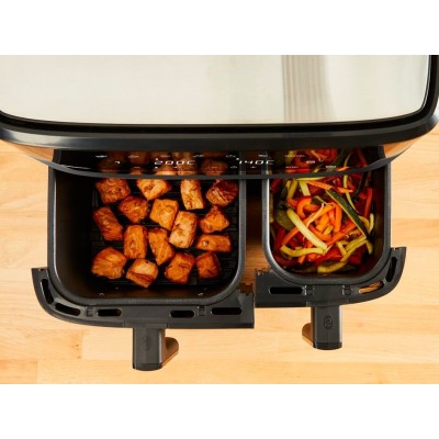 Мультипіч Tefal Dual EasyFry&Grill AirFryer, 2700Вт, чаша-5.2+3.1л, сенсорне керув., 2 чаши, гриль, пластик, чорний (EY905B10)
