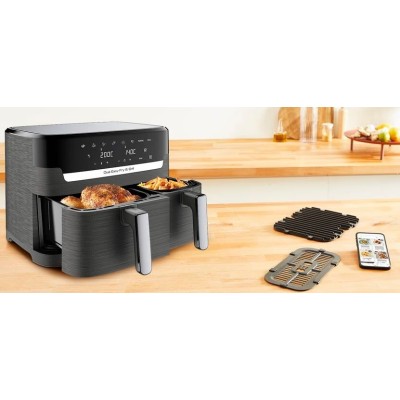 Мультипіч Tefal Dual EasyFry&Grill AirFryer, 2700Вт, чаша-5.2+3.1л, сенсорне керув., 2 чаши, гриль, пластик, чорний (EY905B10)