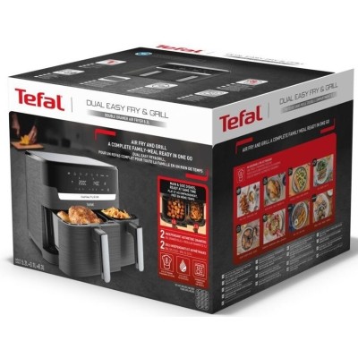 Мультипіч Tefal Dual EasyFry&Grill AirFryer, 2700Вт, чаша-5.2+3.1л, сенсорне керув., 2 чаши, гриль, пластик, чорний (EY905B10)