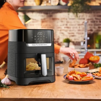 Мультипіч Tefal Easy Fry&Grill Vision Window, 1550Вт, чаша-4.2л, сенсорне керув., 10 програм, з віконцем, пластик, чорний (EY506