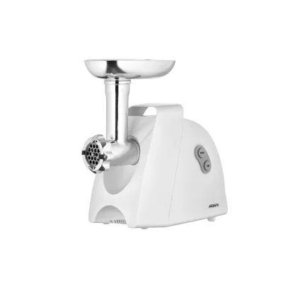 М'ясорубка Ardesto, 1900Вт, 1.8кг/хв, 3 решітки, насадка для ковбас, кеббе, 4 терки, пластик, білий (MGK-1900)