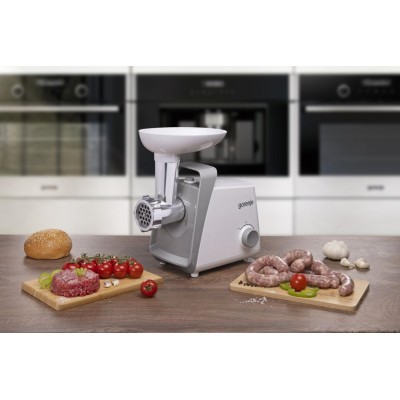 М'ясорубка Gorenje, 1600Вт, 2,2кг/хв, 2 решітки, пластик, білий (MG1601W)