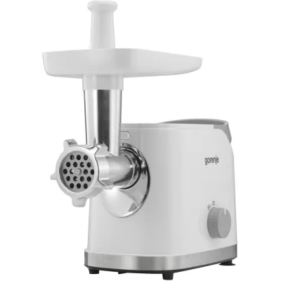 М'ясорубка Gorenje, 1800Вт, 2.1кг/хв, 2 решітки, насадка для ковбас, кеббе, томатів, 3 терки, пластик/метал, білий (MG1802SJW)