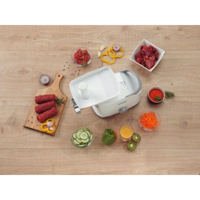 М'ясорубка Gorenje, 1800Вт, 2.1кг/хв, 2 решітки, насадка для ковбас, кеббе, томатів, 3 терки, пластик/метал, білий (MG1802SJW)