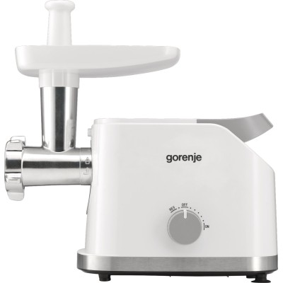 М'ясорубка Gorenje, 1800Вт, 2.1кг/хв, 2 решітки, насадка для ковбас, кеббе, томатів, 3 терки, пластик/метал, білий (MG1802SJW)