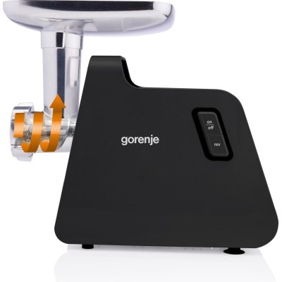 М'ясорубка Gorenje, 2000Вт, 2,6кг/хв, 2 решітки, пластик/метал, чорний (MG2001SB)