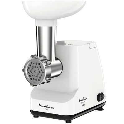 М'ясорубка Moulinex, 1400Вт, 1.7кг/хв, 2 решітки, насадка для ковбас, пластик, білий (ME111032)
