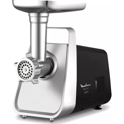 М'ясорубка Moulinex, 1600Вт, 1.9кг/хв, 3 решітки, насадка для ковбас, томатів, 3 терки, пластик/мет, чорно-срібний (ME307832)