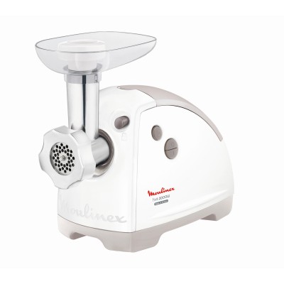 М'ясорубка Moulinex, 2000Вт, 2.6кг/хв, 3 решітки, насадка для ковбас, кеббе, 5 терок, пластик, біло-сірий (ME626132)