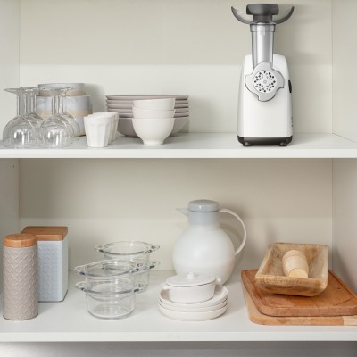 М'ясорубка Tefal HV4, 2000Вт, 2.3кг/хв, 3 решітки, насадка для ковбас, кеббе, томатів, пластик, біло-чорний (NE463138)